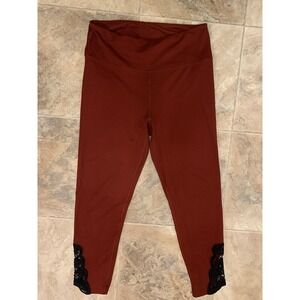 Leggings Women's Large Red with Black Lace 28x25